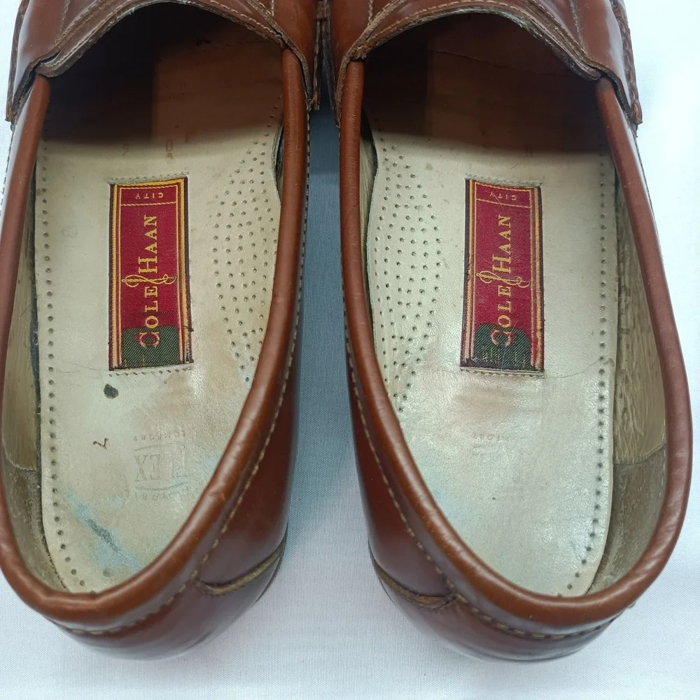 Cole Haan City Mens Brown Leather Tassel Loafers Shoes Size 9D Flex Causal